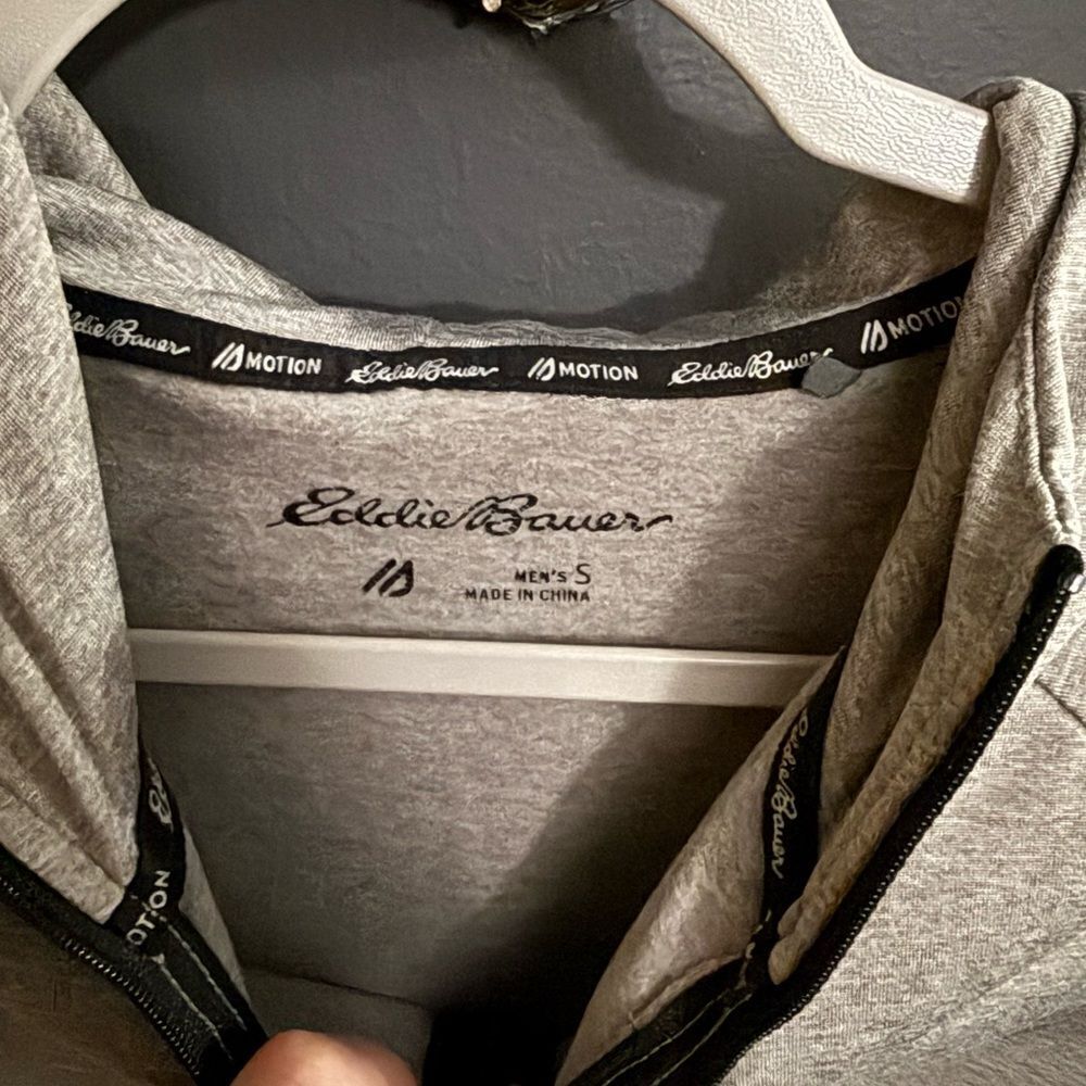 Eddie Bauer 1/4 Zip Hooded Sweatshirt Grey Men's Size Small - Picture 5 of 12